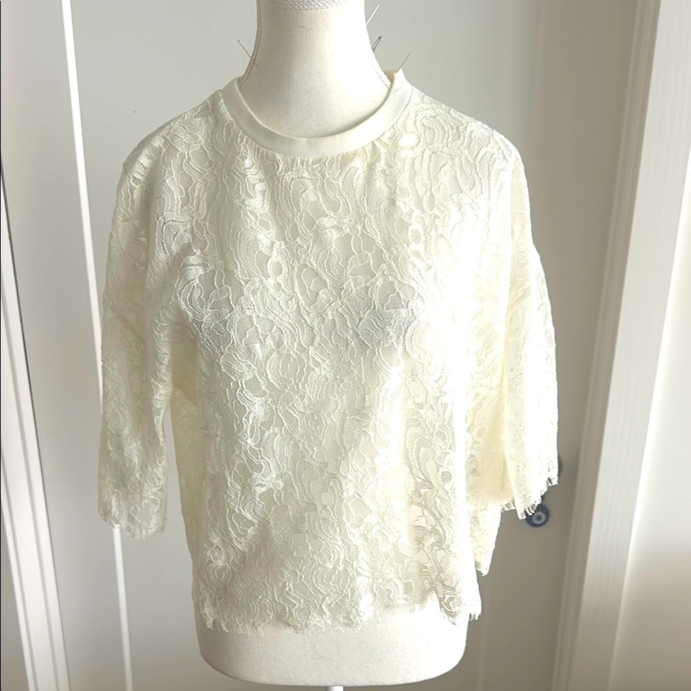 Jonathan Simkhai Cream Bell Sleeve Blouse